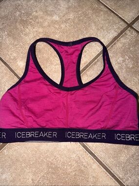 Icebreaker Magenta Racerback Sports Bra with Black Trim